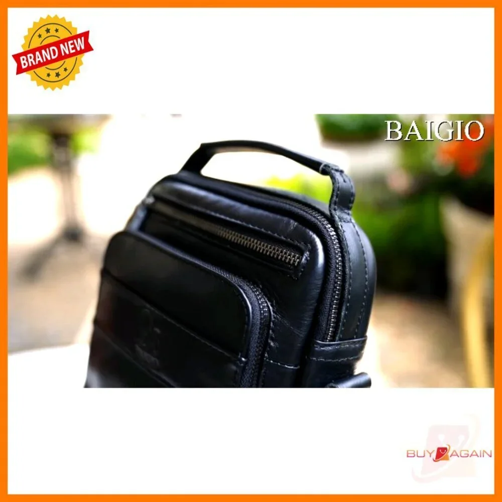 Genuine Leather Small Messenger Bag for Men Adjustable Crossbody Satchel